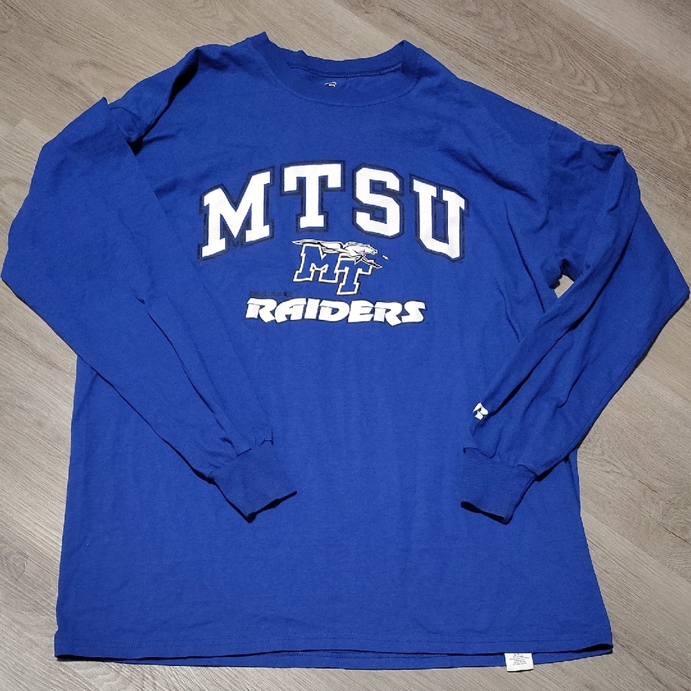 🆕Russell Athletic Blue MTSU Raiders Long Sleeve Tee Sz XL